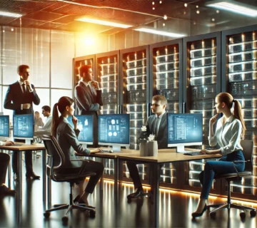 professional IT team managing servers